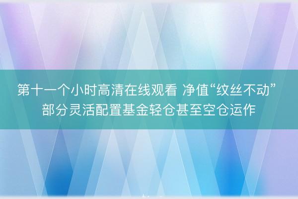 第十一个小时高清在线观看 净值“纹丝不动” 部分灵活配置基金轻仓甚至空仓运作