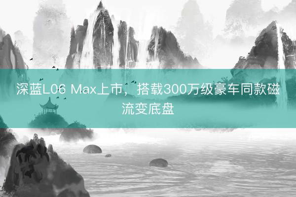 深蓝L06 Max上市，搭载300万级豪车同款磁流变底盘