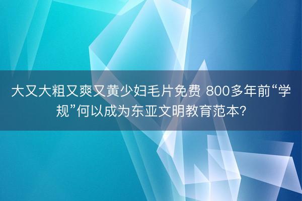 大又大粗又爽又黄少妇毛片免费 800多年前“学规”何以成为东亚文明教育范本？