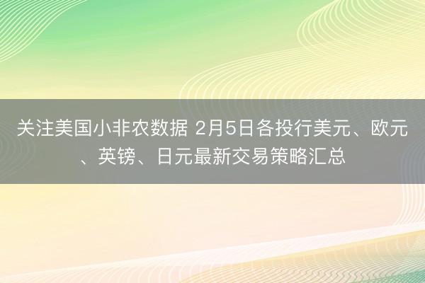关注美国小非农数据 2月5日各投行美元、欧元、英镑、日元最新交易策略汇总