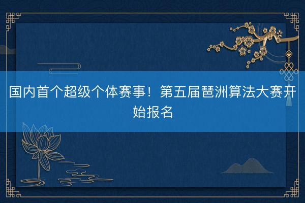 国内首个超级个体赛事！第五届琶洲算法大赛开始报名