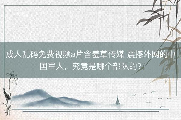成人乱码免费视频a片含羞草传媒 震撼外网的中国军人，究竟是哪个部队的？