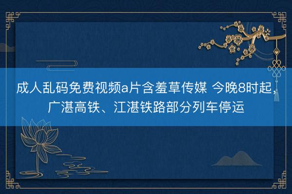 成人乱码免费视频a片含羞草传媒 今晚8时起，广湛高铁、江湛铁路部分列车停运