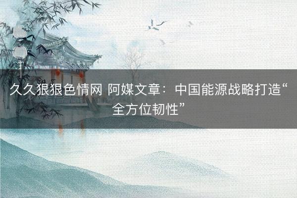 久久狠狠色情网 阿媒文章：中国能源战略打造“全方位韧性”