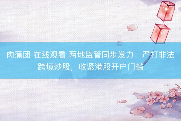 肉蒲团 在线观看 两地监管同步发力:严打非法跨境炒股,收紧港股开户门槛