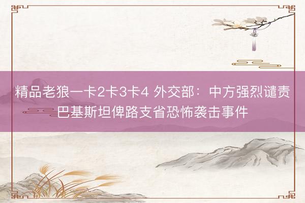 精品老狼一卡2卡3卡4 外交部：中方强烈谴责巴基斯坦俾路支省恐怖袭击事件