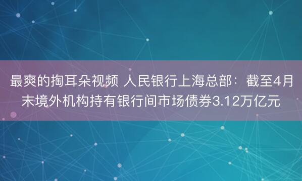 最爽的掏耳朵视频 人民银行上海总部：截至4月末境外机构持有银行间市场债券3.12万亿元