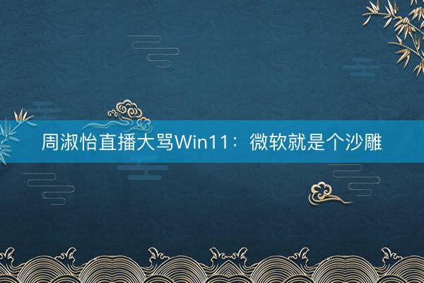 周淑怡直播大骂Win11：微软就是个沙雕