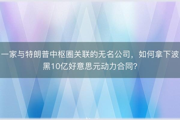 一家与特朗普中枢圈关联的无名公司，如何拿下波黑10亿好意思元动力合同？