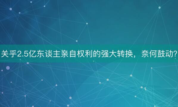 关乎2.5亿东谈主亲自权利的强大转换，奈何鼓动？