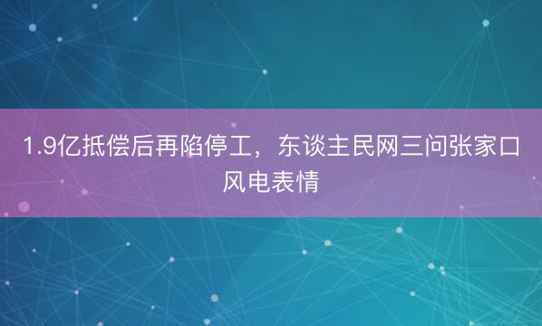1.9亿抵偿后再陷停工，东谈主民网三问张家口风电表情
