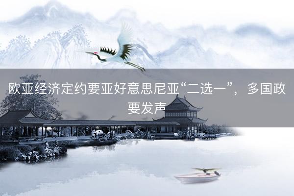 欧亚经济定约要亚好意思尼亚“二选一”，多国政要发声