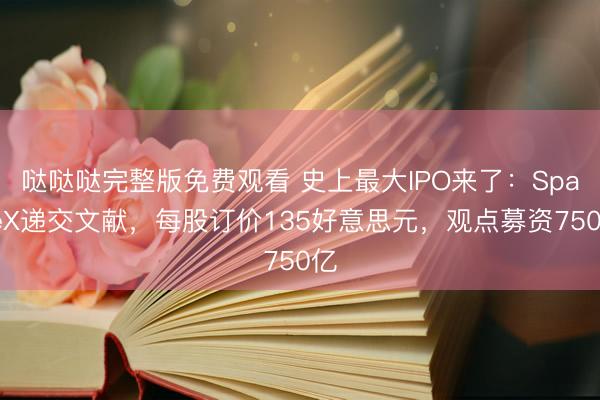哒哒哒完整版免费观看 史上最大IPO来了：SpaceX递交文献，每股订价135好意思元，观点募资750亿
