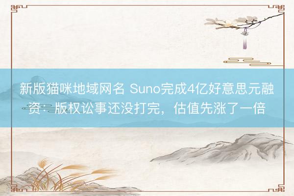 新版猫咪地域网名 Suno完成4亿好意思元融资：版权讼事还没打完，估值先涨了一倍
