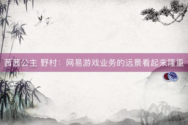茜茜公主 野村：网易游戏业务的远景看起来隆重