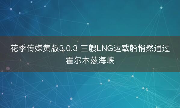 花季传媒黄版3.0.3 三艘LNG运载船悄然通过霍尔木兹海峡