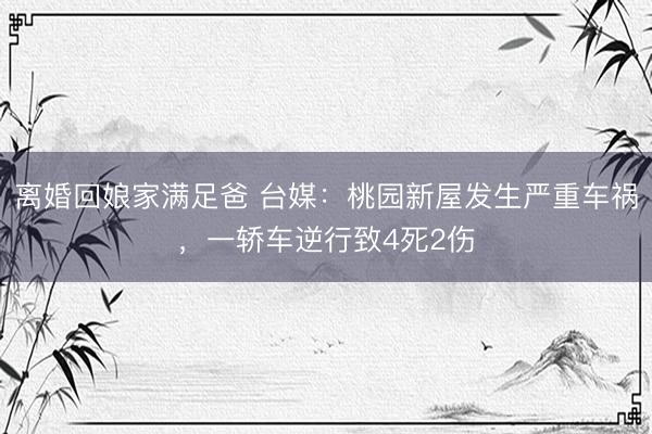 离婚回娘家满足爸 台媒：桃园新屋发生严重车祸，一轿车逆行致4死2伤