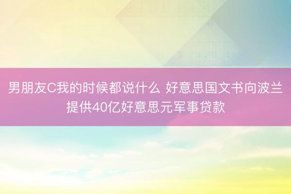 男朋友C我的时候都说什么 好意思国文书向波兰提供40亿好意思元军事贷款