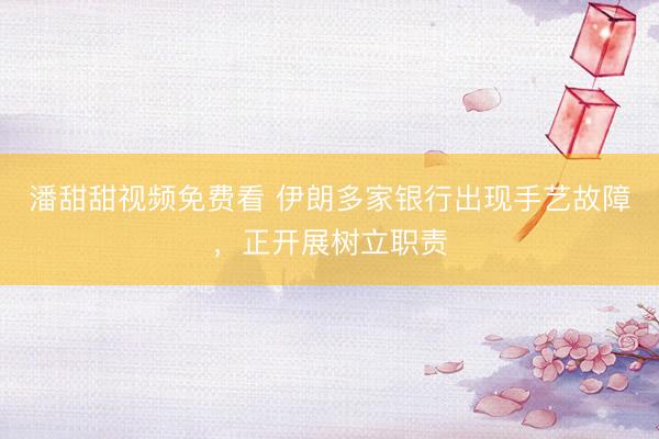 潘甜甜视频免费看 伊朗多家银行出现手艺故障，正开展树立职责