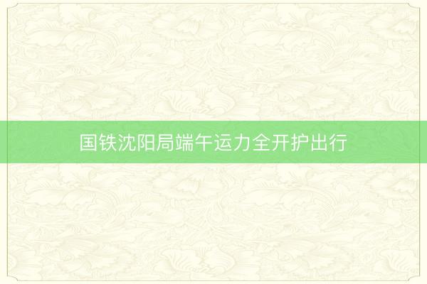 国铁沈阳局端午运力全开护出行