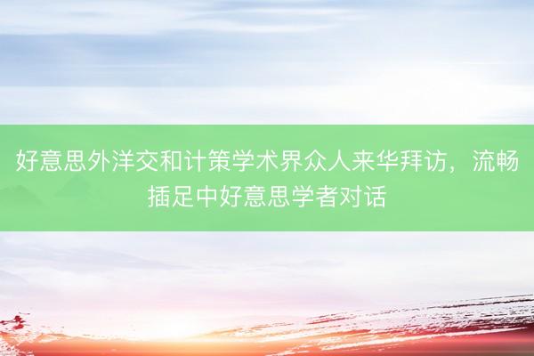 好意思外洋交和计策学术界众人来华拜访，流畅插足中好意思学者对话